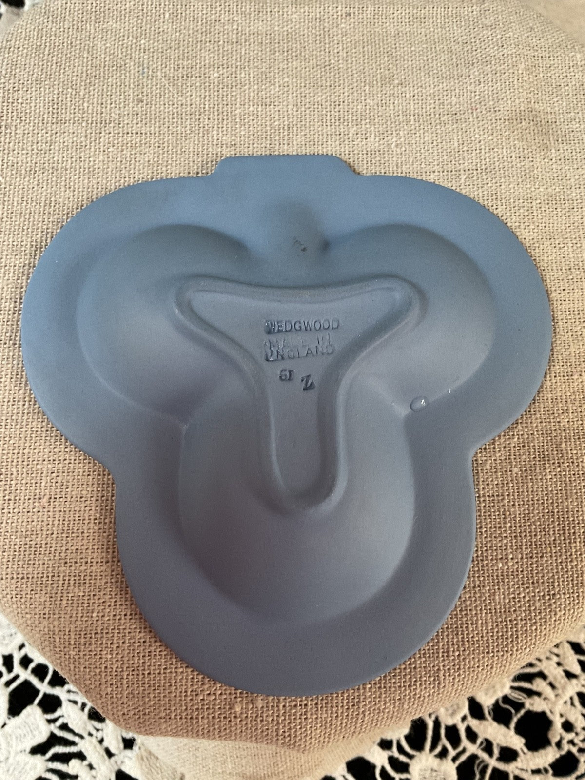 Wedgwood Blue Jasperware Club / Clover Shape Trinket Dish