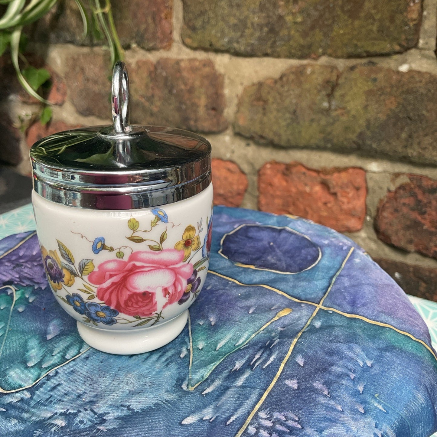 Royal Worcester Porcelain Standard Egg Coddler - Bournemouth Rose Pattern