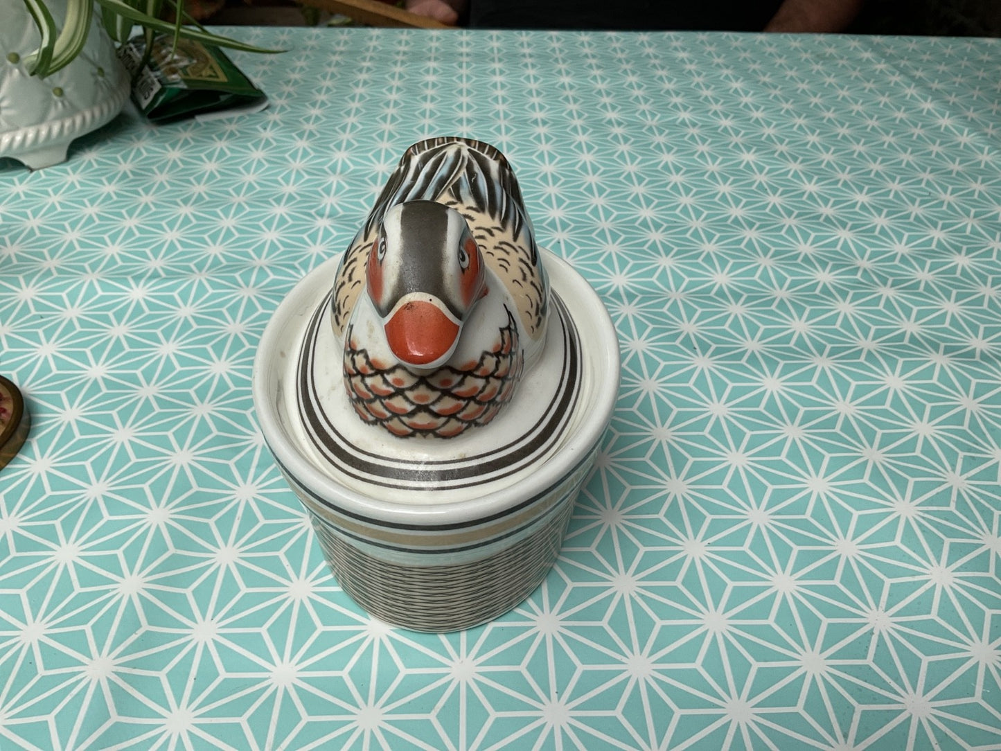 Vintage Ceramic Duck Tureen – Hand Painted Lidded Dish