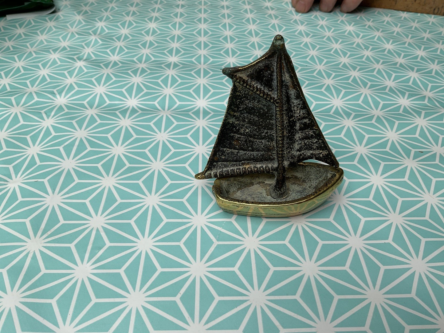 Vintage Solid Brass Sailing Boat Figurine – Paperweight
