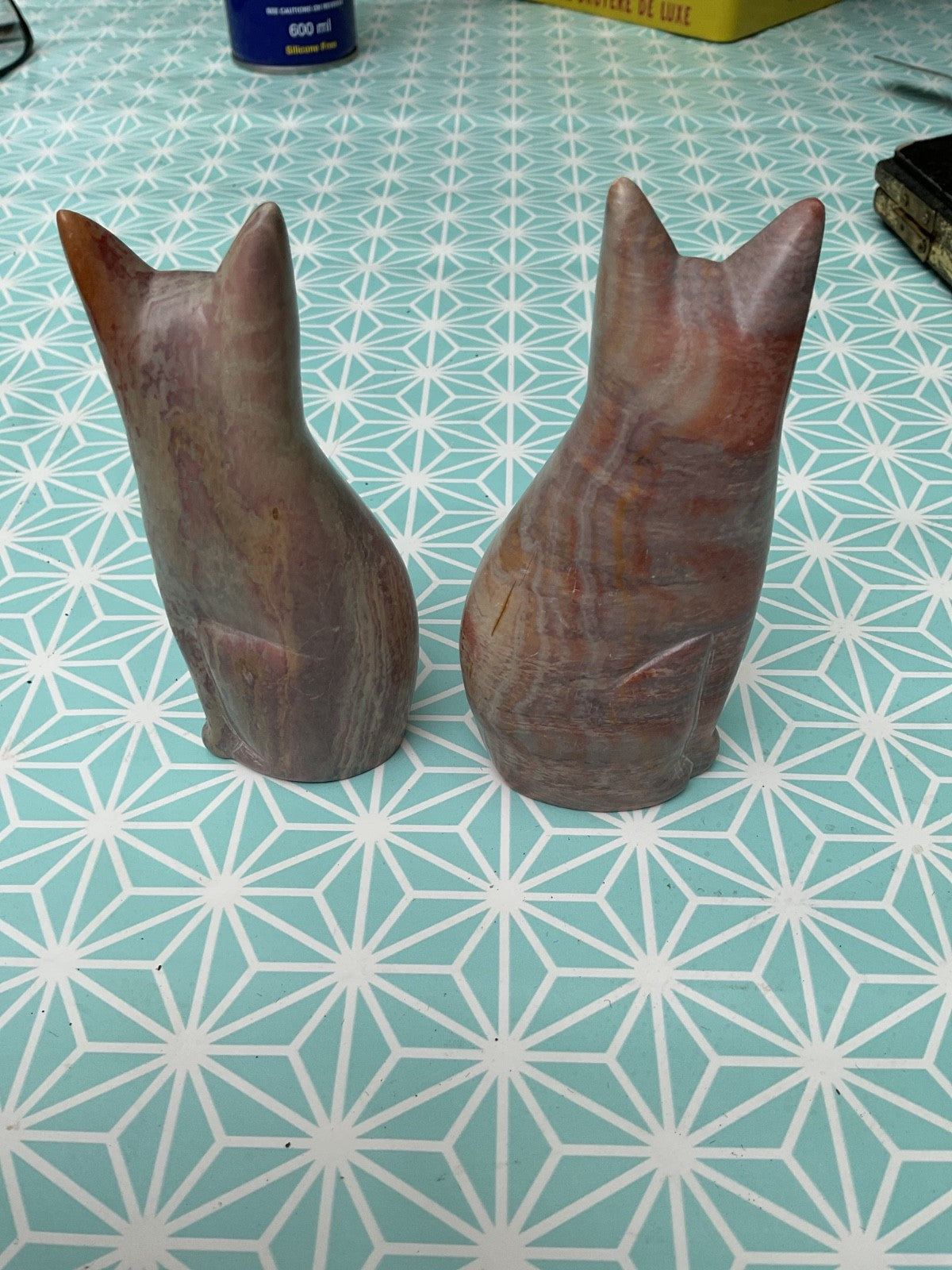 Pair of Pink Stone Cats