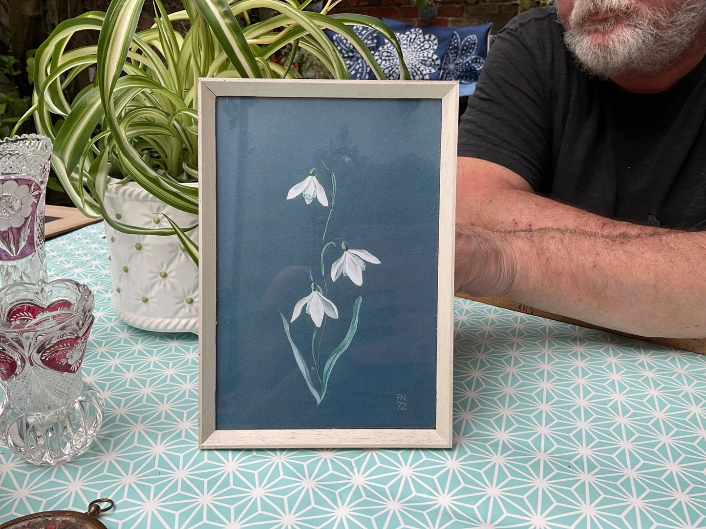 Framed Botanical Watercolour – Snowdrops, Signed 1972