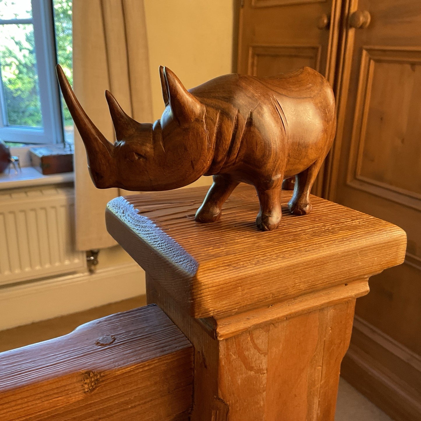 Carved Wooden Rhino Figurine