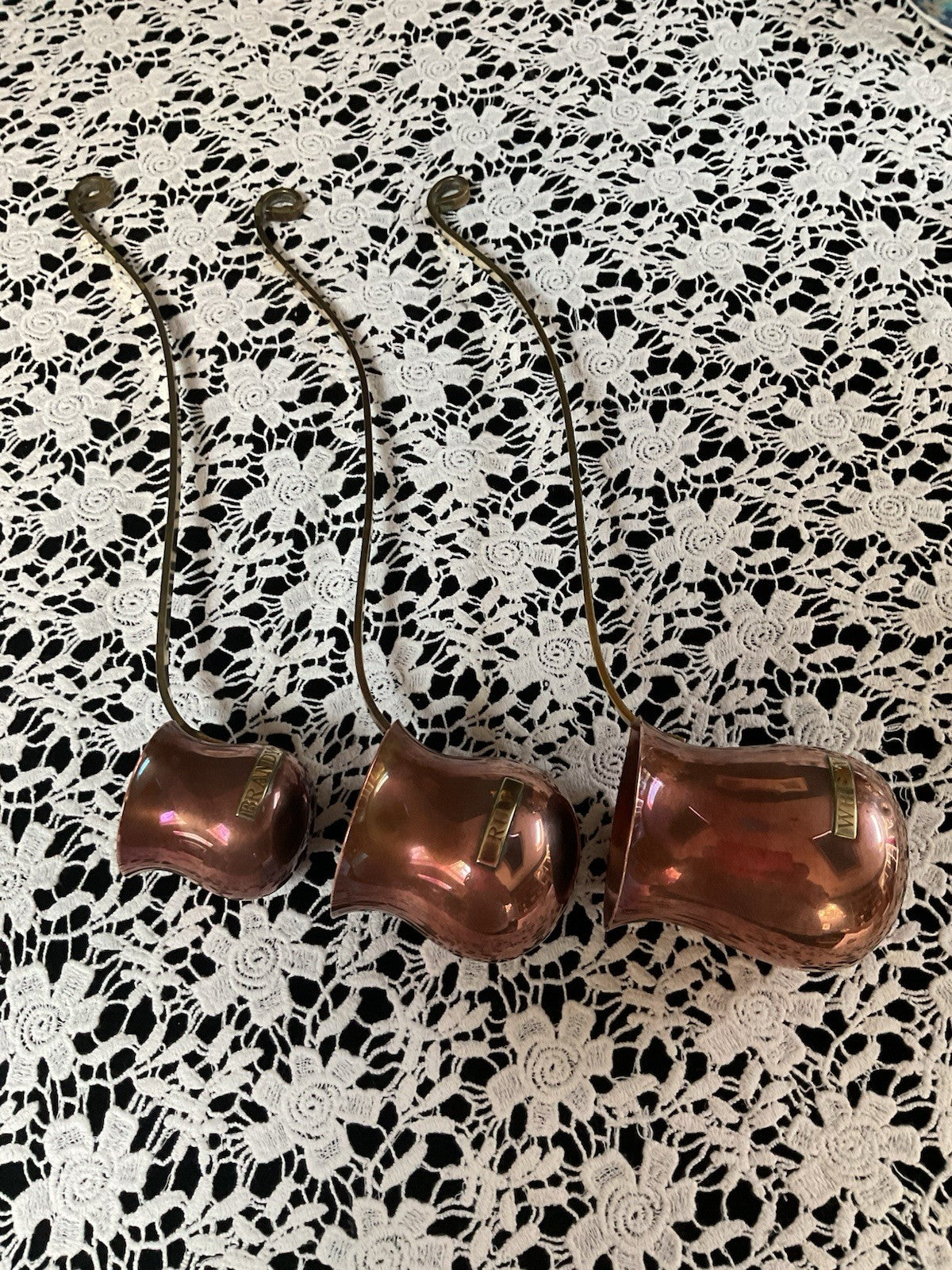 Vintage Antique Graduated Copper & Brass Spirit Measures Whisky Rum Brandy