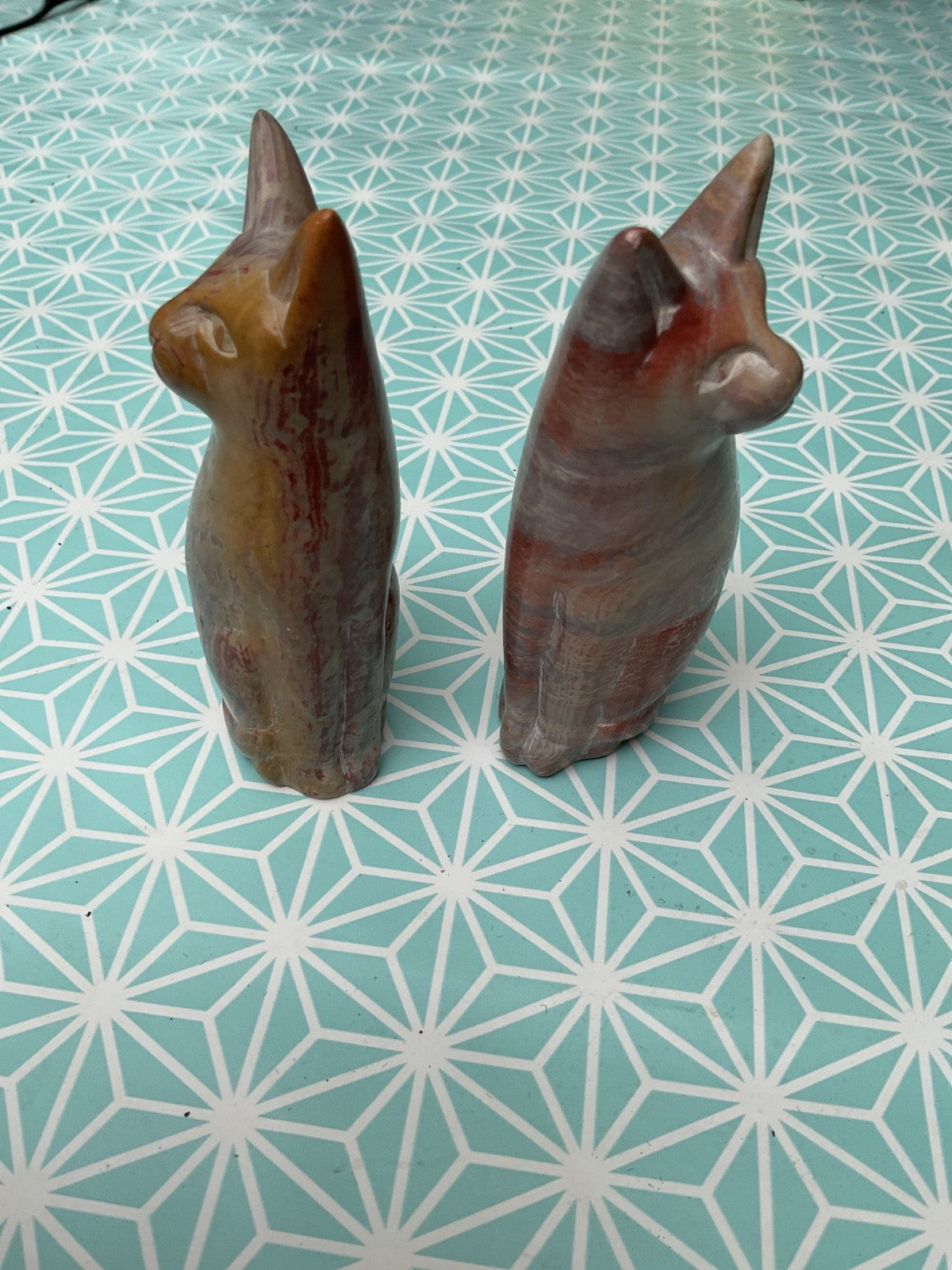 Pair of Pink Stone Cats