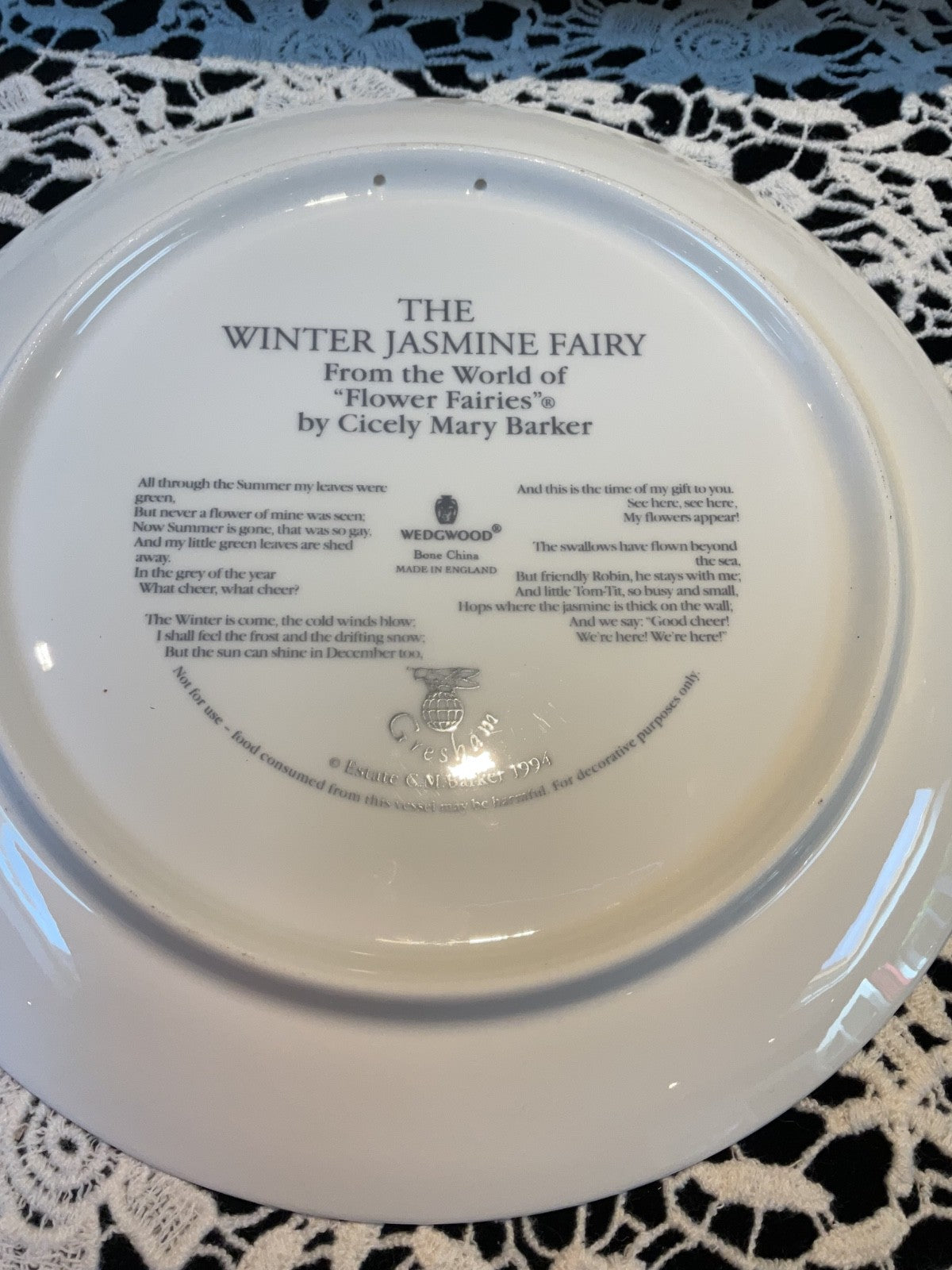 Wedgwood Flower Fairies Plate Set x3 1994 Gresham Coll + COA England VGC