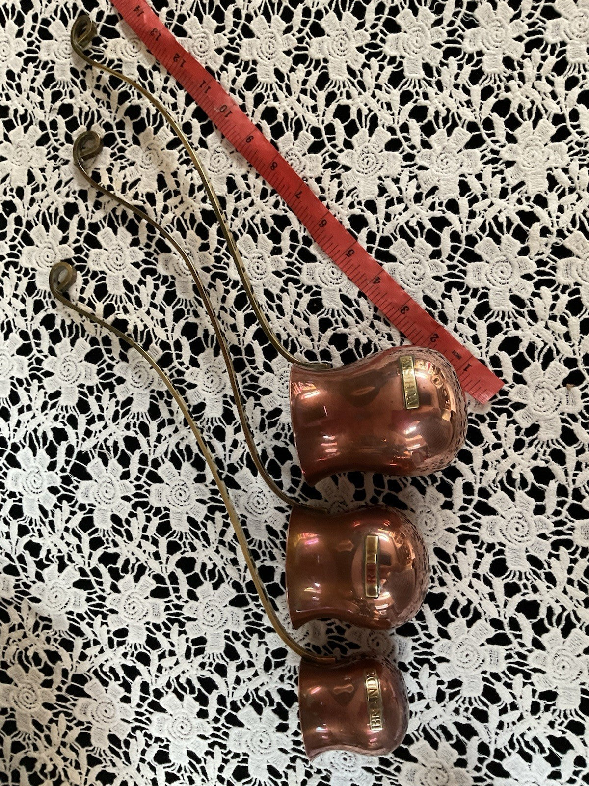 Vintage Antique Graduated Copper & Brass Spirit Measures Whisky Rum Brandy