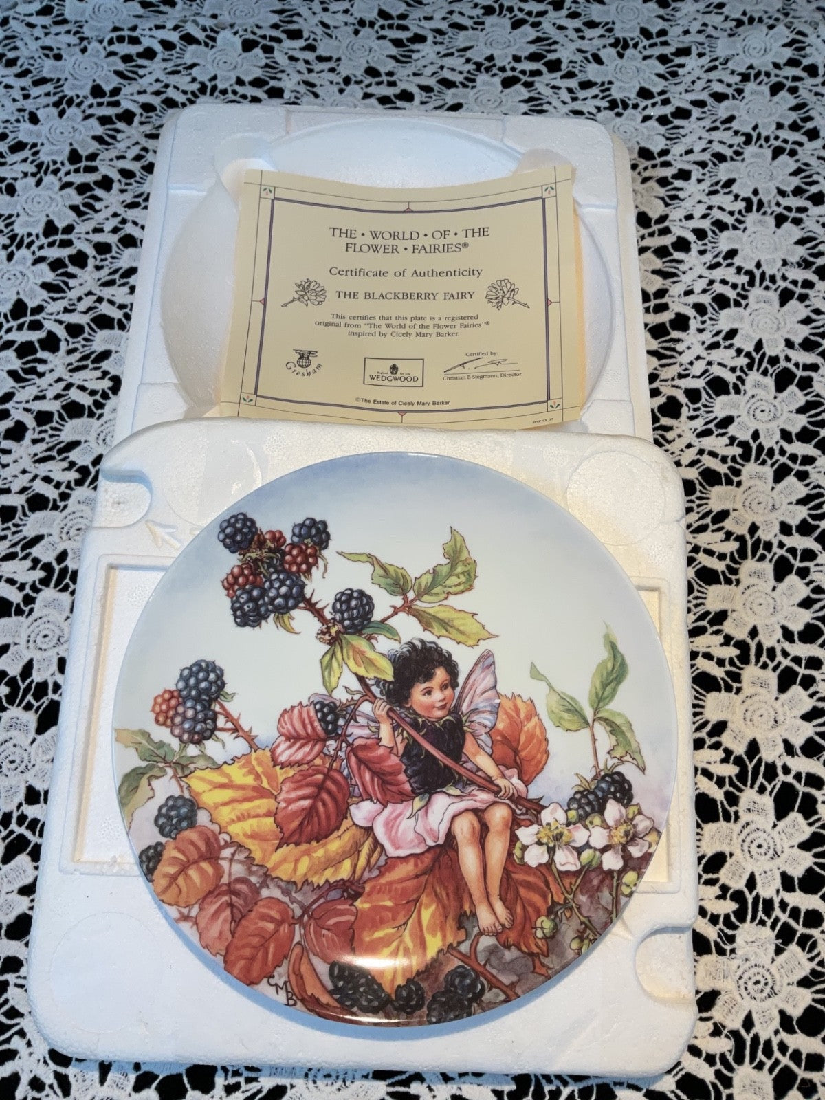 Wedgwood Flower Fairies Plate Set x3 1994 Gresham Coll + COA England VGC