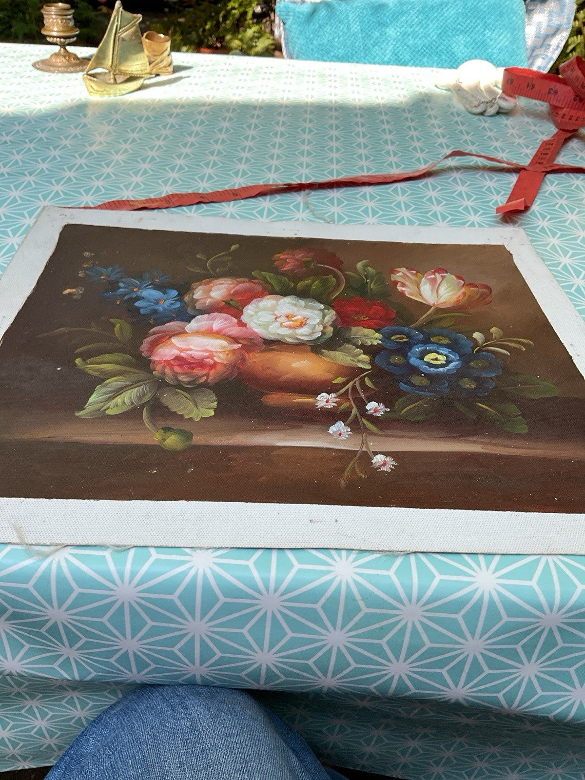 Hand Painted Floral Still Life Acrylic Painting on Canvas – 12x10”