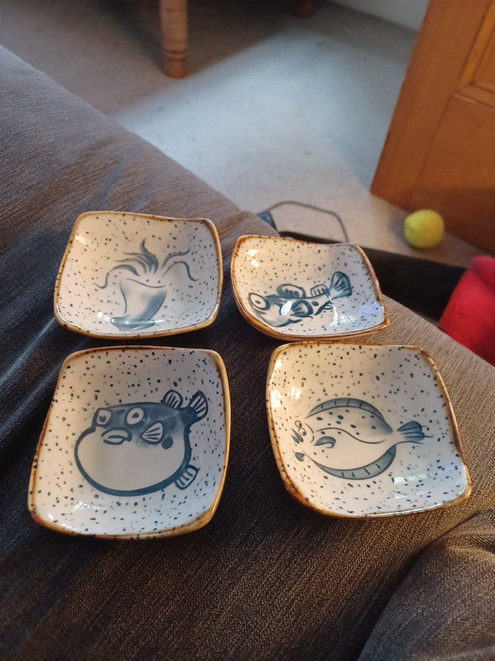 4 Pcs Seasoning Dish Sauce Dishes for Dipping Side Plate Ceramic