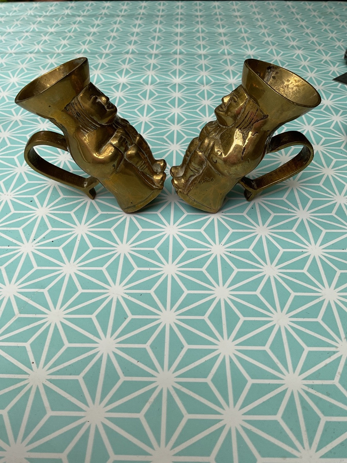 Pair of Brass Toby Jugs
