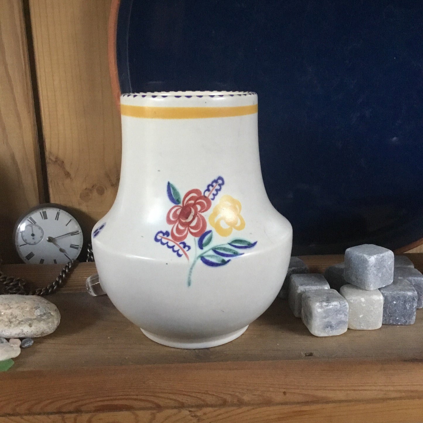 VINTAGE POOLE POTTERY VASE HAND PAINTED FLORAL DESIGN NO.112