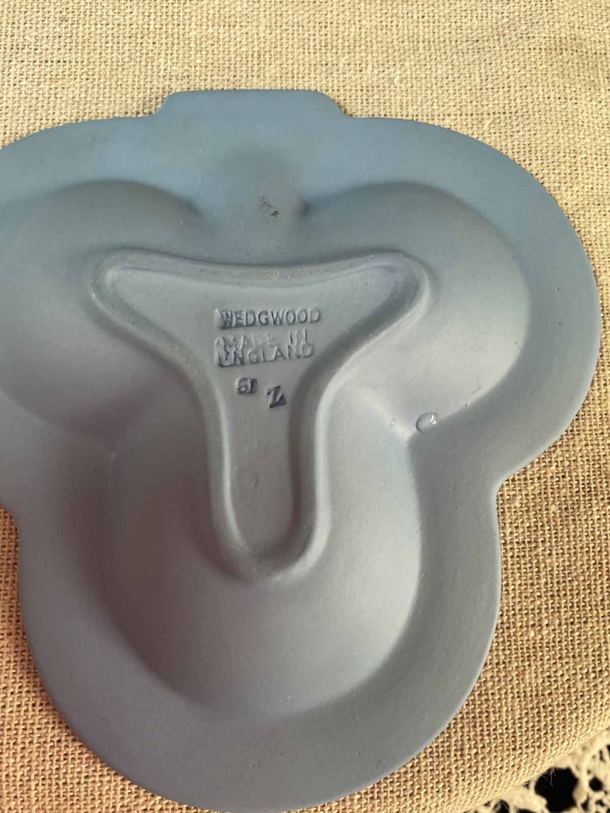 Wedgwood Blue Jasperware Club / Clover Shape Trinket Dish