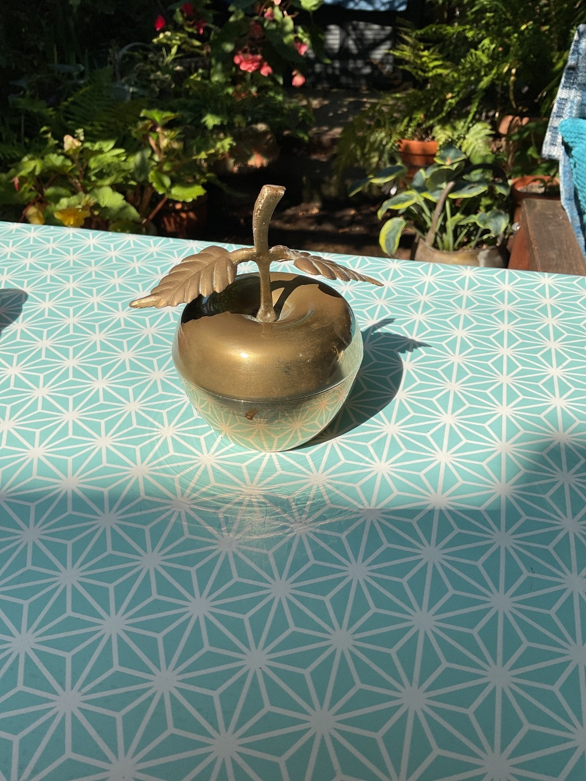 Vintage Solid Brass Apple Trinket Box