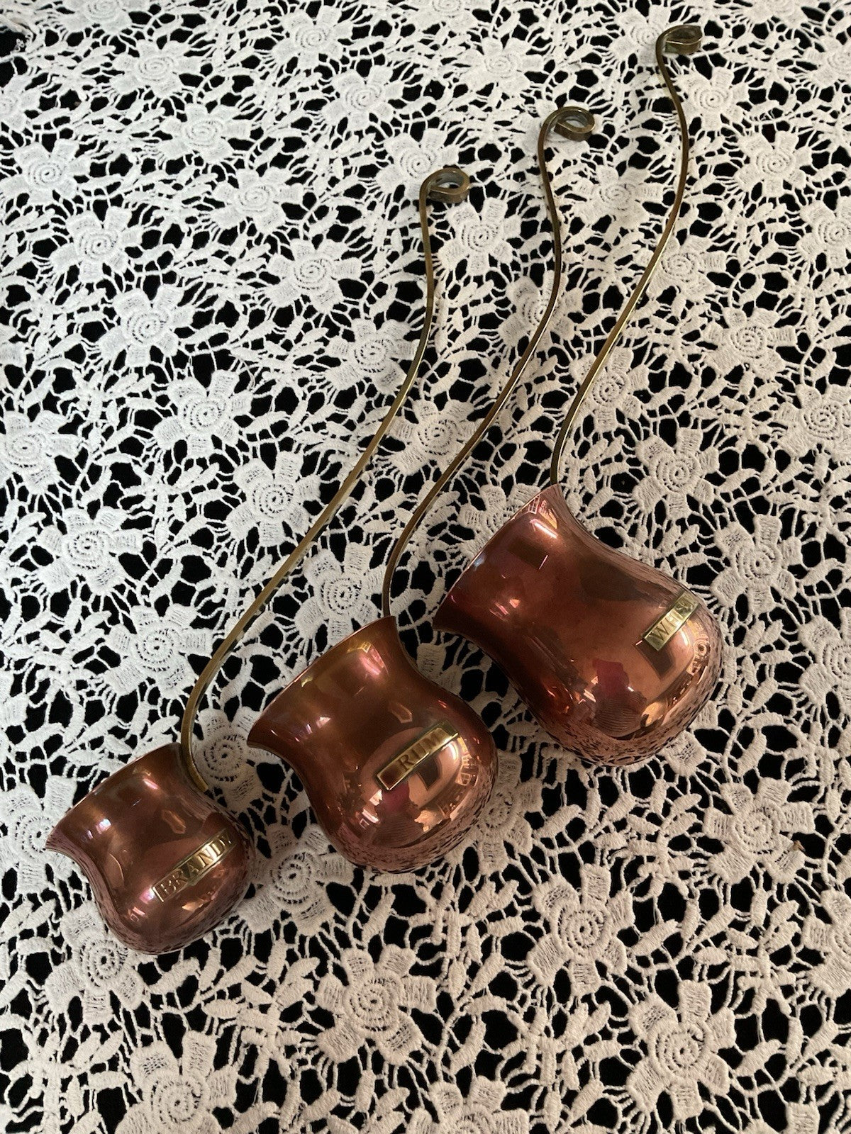 Vintage Antique Graduated Copper & Brass Spirit Measures Whisky Rum Brandy