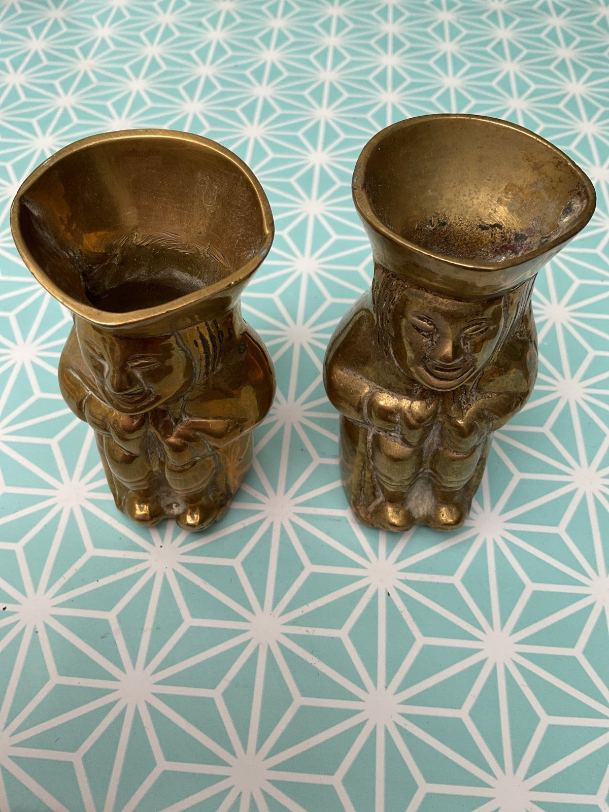 Pair of Brass Toby Jugs