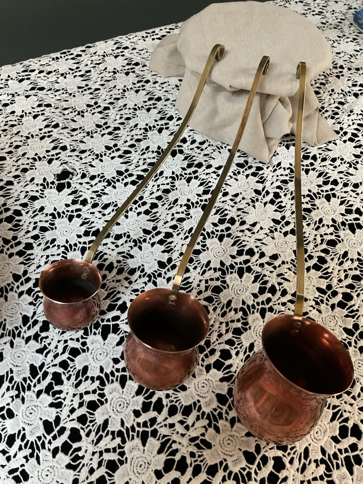 Vintage Antique Graduated Copper & Brass Spirit Measures Whisky Rum Brandy