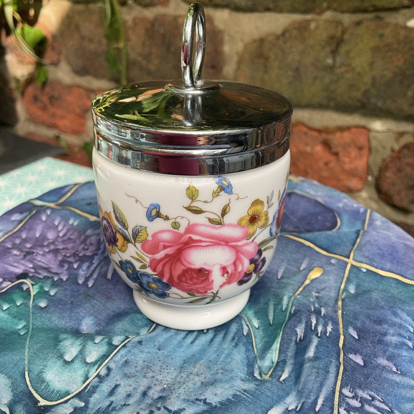 Royal Worcester Porcelain Standard Egg Coddler - Bournemouth Rose Pattern