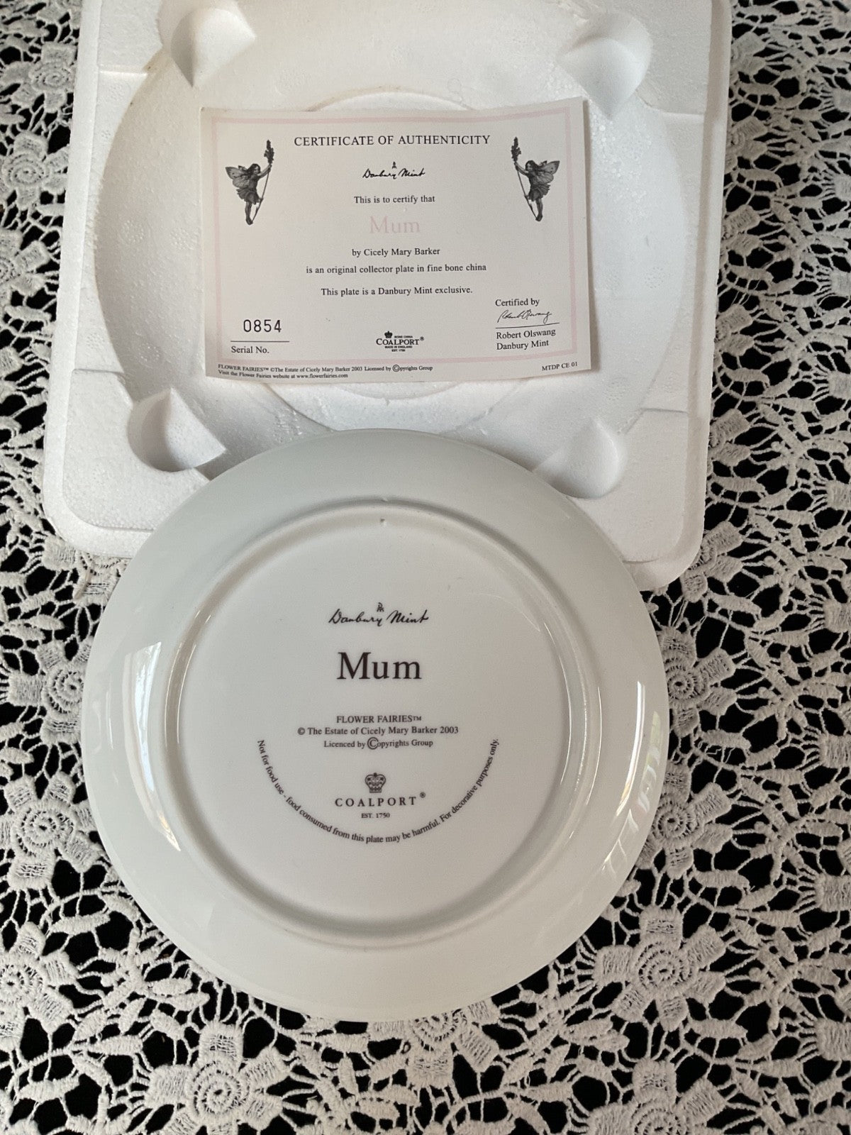 Coalport Danbury Mint Mum Flower Fairies Collector Plate + COA & Box (2003)