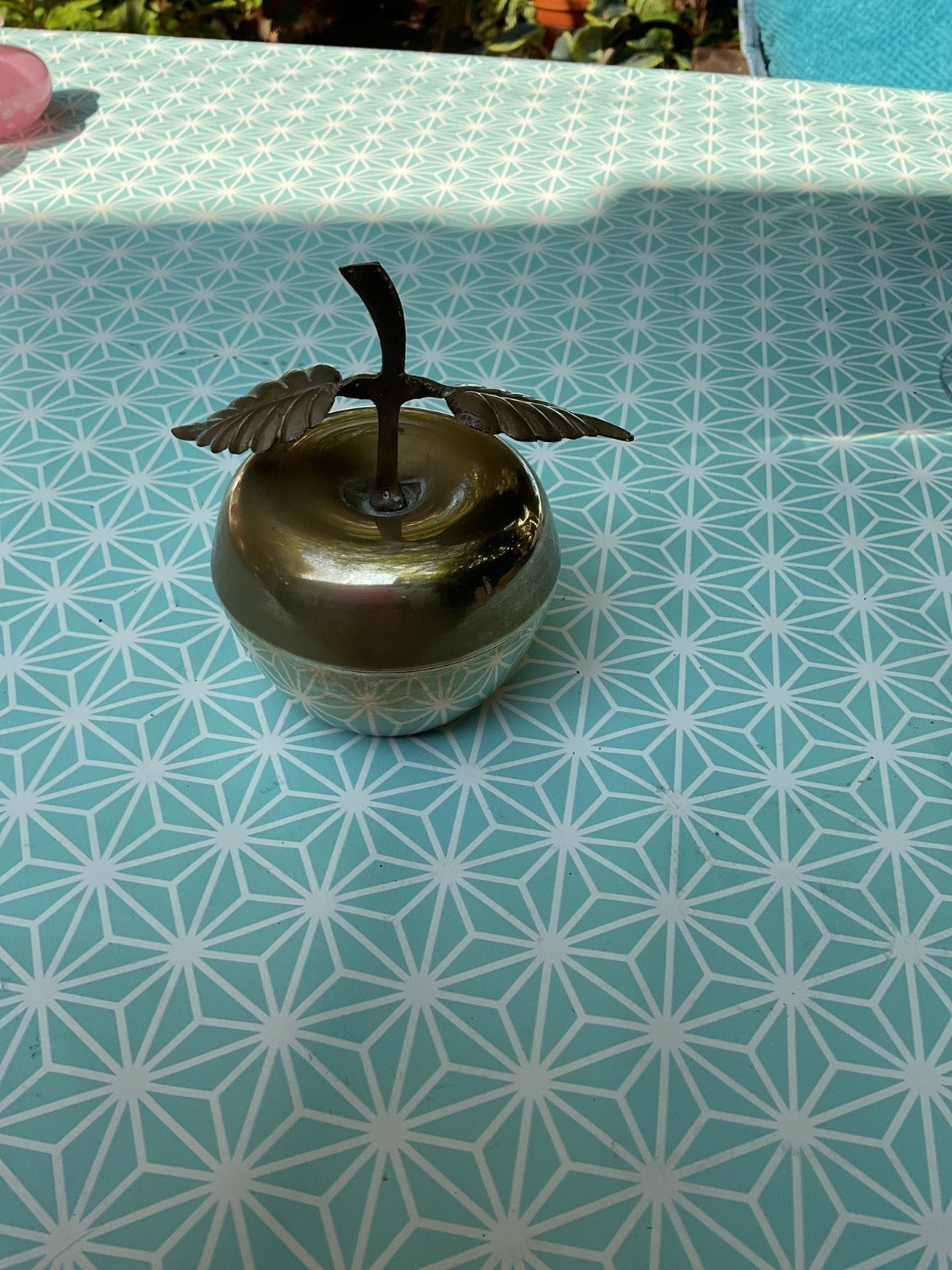 Vintage Solid Brass Apple Trinket Box