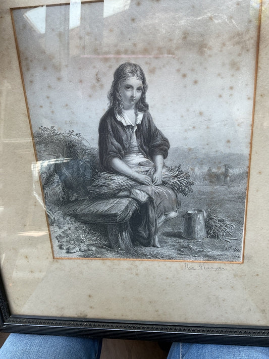 Antique Engraving 'The Gleaner' – Framed