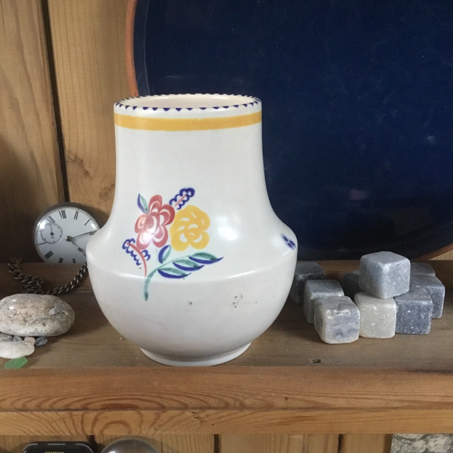 VINTAGE POOLE POTTERY VASE HAND PAINTED FLORAL DESIGN NO.112