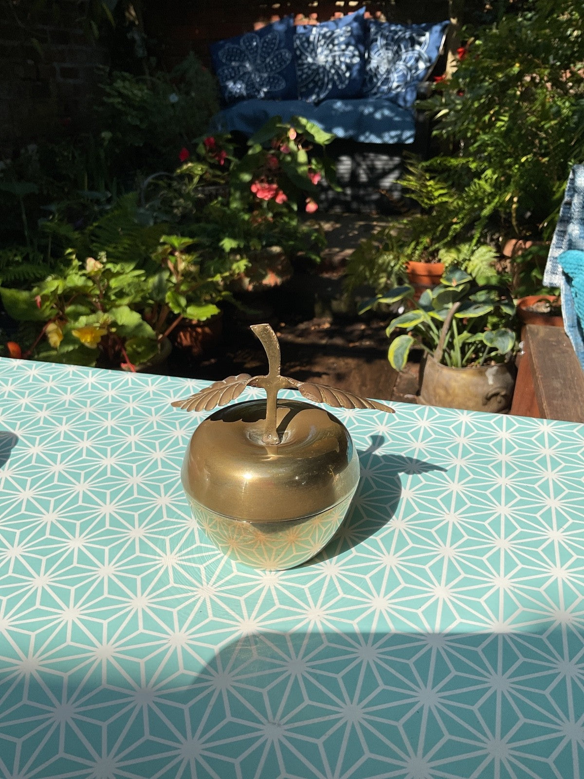 Vintage Solid Brass Apple Trinket Box