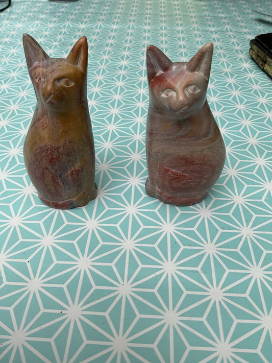 Pair of Pink Stone Cats