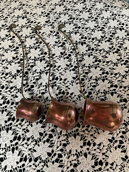 Vintage Antique Graduated Copper & Brass Spirit Measures Whisky Rum Brandy