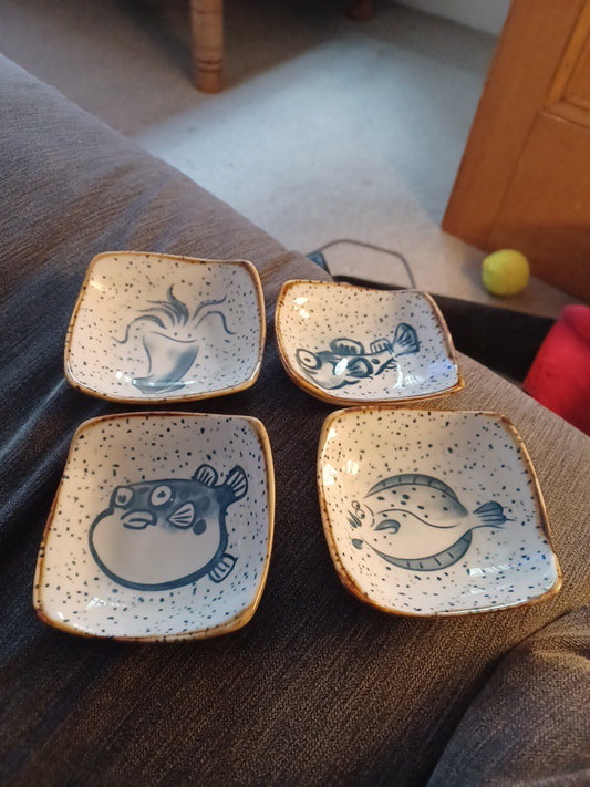 4 Pcs Seasoning Dish Sauce Dishes for Dipping Side Plate Ceramic