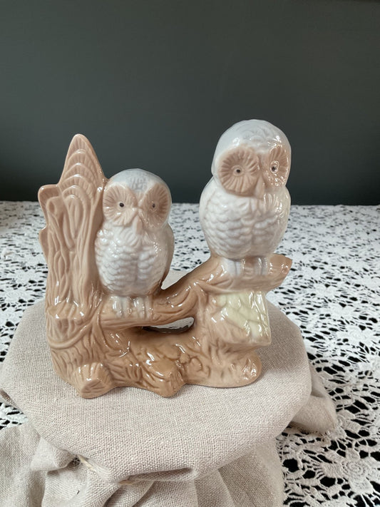Ceramic Owl Figurine Pair