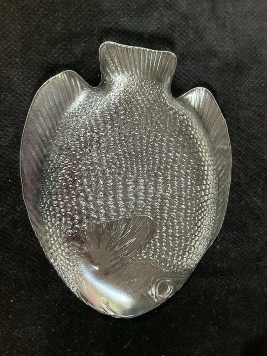 Set of 6 Vintage Clear Glass Fish Plates Retro Serving Dishes Mid-Century Retro