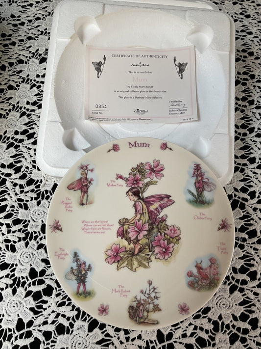 Coalport Danbury Mint  Mum Flower Fairies Collector Plate + COA & Box (2003)